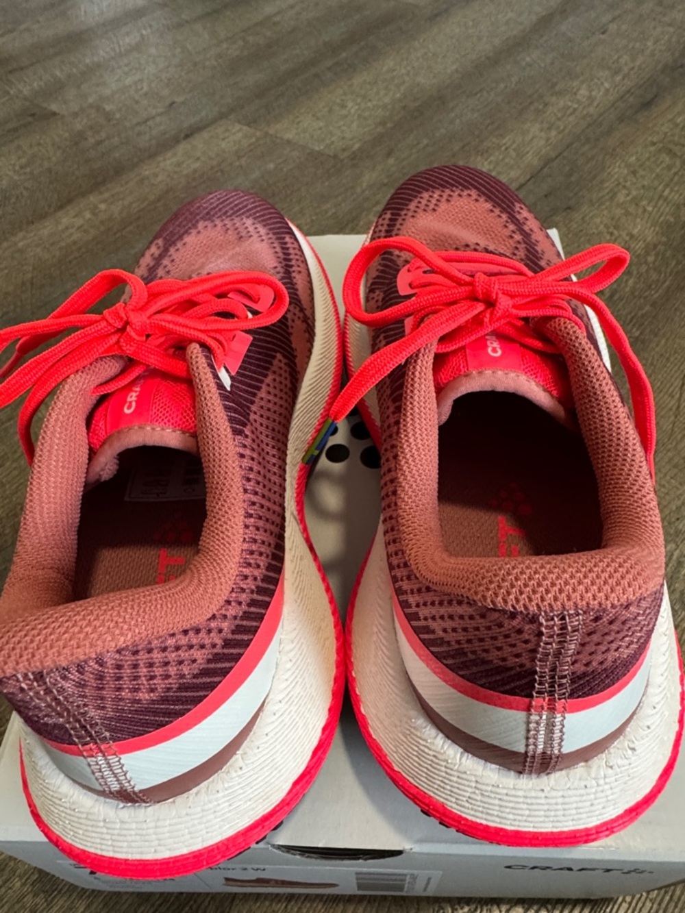 Craft Women's Sneakers in Burgundy and Hot Pink with shoe box. - Picture 2 of 11